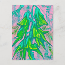 オーストラリアの鳥の花、熱帯フローラグリーンピンク ポストカード