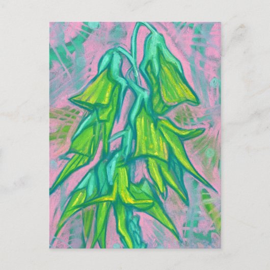 オーストラリアの鳥の花、熱帯フローラグリーンピンク ポストカード (正面)