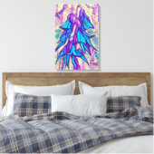 オーストラリアの鳥の花、熱帯フローラターコイズ キャンバスプリント (インサイチュ (寝室))