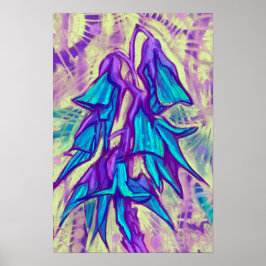 オーストラリアの鳥の花、熱帯フローラターコイズ ポスター