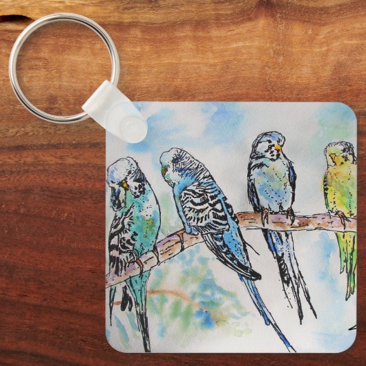 オーストラリアの鳥バギー水の色アートキーリング キーホルダー (正面)