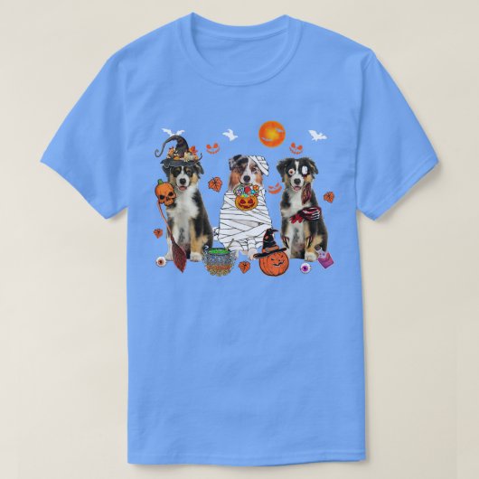 オーストラリアの3匹の羊飼い犬の魔女怖いママH Tシャツ (デザイン正面)