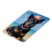 オーストラリアのKelpieオンビーチ、愛犬家の夏の贈り物 マグネット (左側)