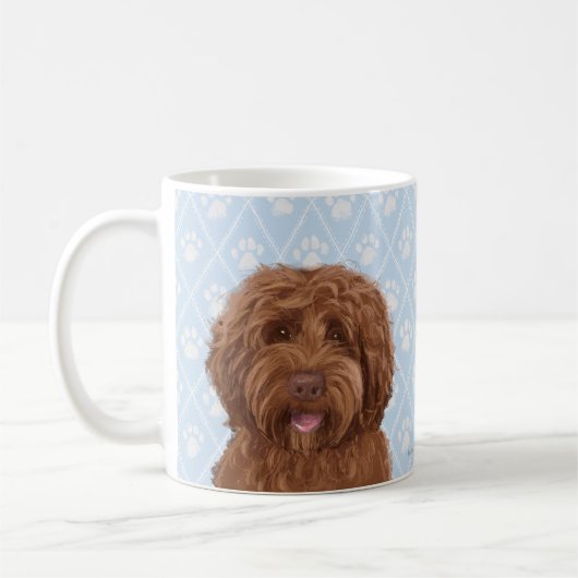 オーストラリアのlabradoodleのコーヒー・マグ コーヒーマグカップ (左)