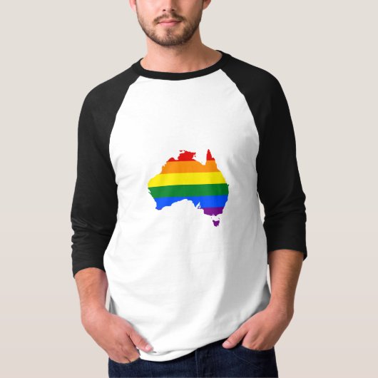 オーストラリアのLGBTレインボープライドの地図 Tシャツ (正面)