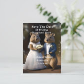オーストラリアのQuokkaは私と結婚し、日付を保存 ポストカード (スタンド正面)