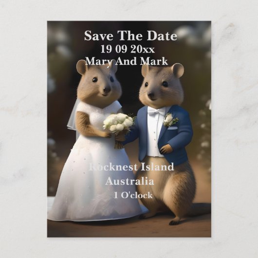 オーストラリアのQuokkaは私と結婚し、日付を保存 ポストカード (正面)