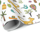 オーストラリアをテーマにした模様（白） ラッピングペーパー (ロールコーナー)