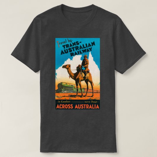 オーストラリアを横断するヴィンテージトランスAustralian鉄道 Tシャツ (デザイン正面)