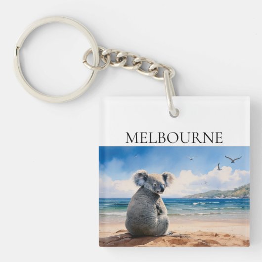 オーストラリアを見ているコアラ海 キーホルダー (正面)