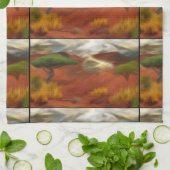 オーストラリアアウトバックドーン抽象芸術アート キッチンタオル (折り畳み)