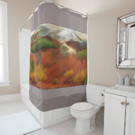 オーストラリアアウトバックドーン抽象芸術アート シャワーカーテン