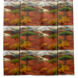 オーストラリアアウトバックドーン抽象芸術アート シャワーカーテン