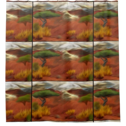 オーストラリアアウトバックドーン抽象芸術アート シャワーカーテン (正面)