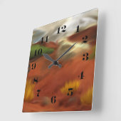 オーストラリアアウトバックドーン抽象芸術アート スクエア壁時計 (傾斜)