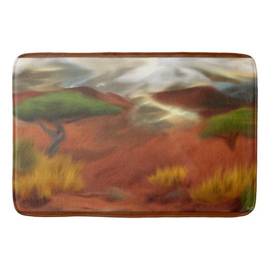 オーストラリアアウトバックドーン抽象芸術アート バスマット (正面)