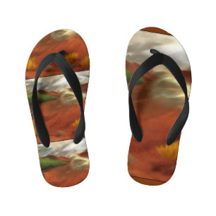 オーストラリアアウトバック・ドーン・抽象芸術・アート キッズビーチサンダル