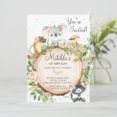 オーストラリアアニマルズコアラフローラガール誕生日  招待状 (スタンド正面)