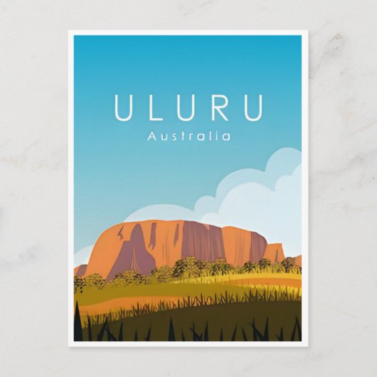 オーストラリアエアーズウルルロックヴィンテージ旅行 ポストカード (正面)