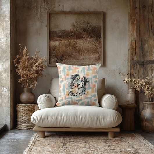 オーストラリアカスタムシェパードポートレート抽象芸術バック クッション