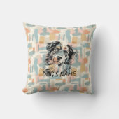 オーストラリアカスタムシェパードポートレート抽象芸術バック クッション (正面)