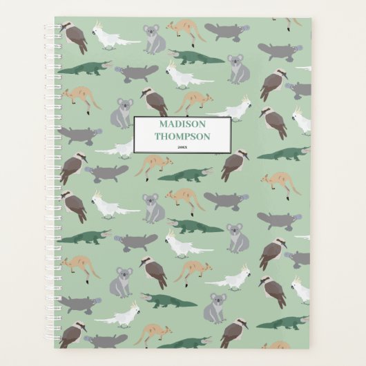 オーストラリアカスタム先住民動物ユーカリプトゥスグリーン プランナー手帳 (正面)