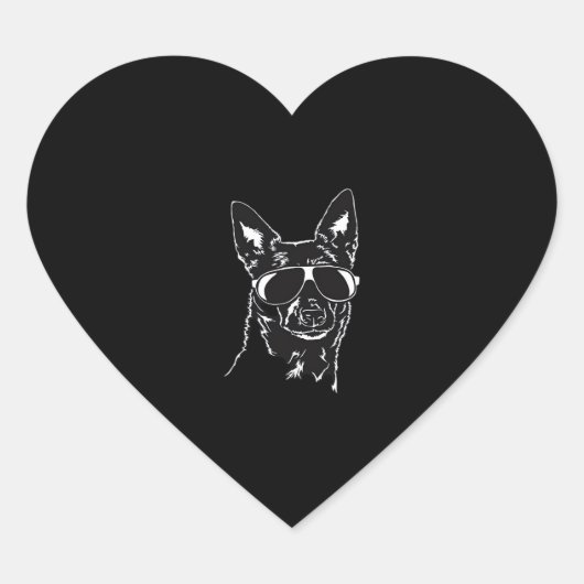 オーストラリアカッコいいケパイ犬のサクラシックングラスT-Sh ハートシール (正面)