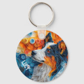 オーストラリアカラフルシェパードドッグポートレート キーホルダー (裏面)