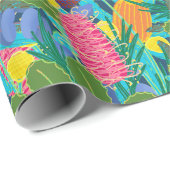 オーストラリアカラフル先住民の花の包装紙 ラッピングペーパー (ロールコーナー)