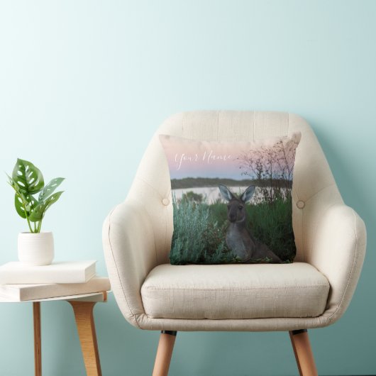 オーストラリアカンガルーアニマルワイルドライフサンセット自然 クッション (椅子)