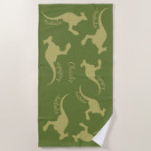 オーストラリアカンガルー名前をカスタムするビーチタオル ビーチタオル (正面)