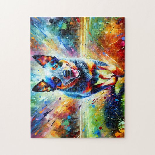 オーストラリアキャトルドッグポートレートアクリルアートプリント ジグソーパズル (縦)