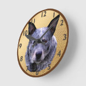 オーストラリアキャトルドッグポートレート ラウンド壁時計 (傾斜)