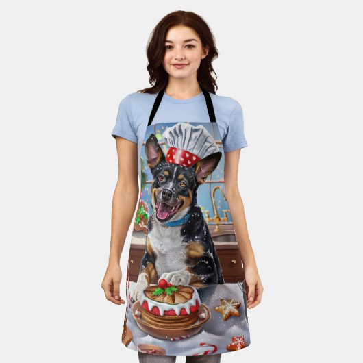 オーストラリアキャトルホリデーベーキングフェスティバルクリスマス エプロン (着用した状態)