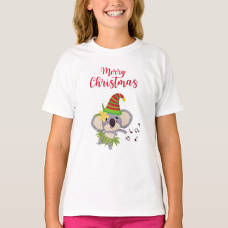 オーストラリアクリスマスキュート踊りコアラデザイン Tシャツ