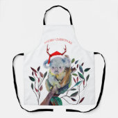 オーストラリアクリスマスコアラサンタハットレッドグリーン エプロン (正面)