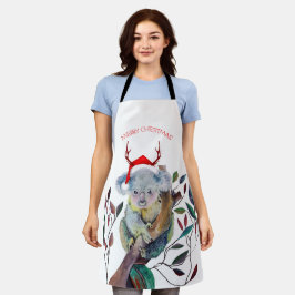 オーストラリアクリスマスコアラサンタハットレッドグリーン エプロン