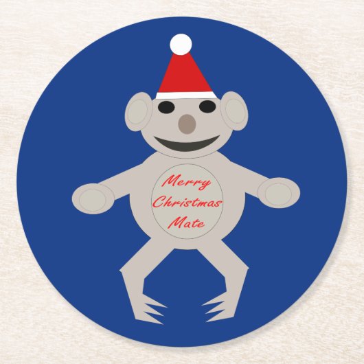 オーストラリアクリスマスコアラベア紙コースター ラウンドペーパーコースター (正面)