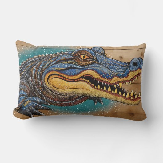 オーストラリアクロコダレアートデザイン ランバークッション (正面)