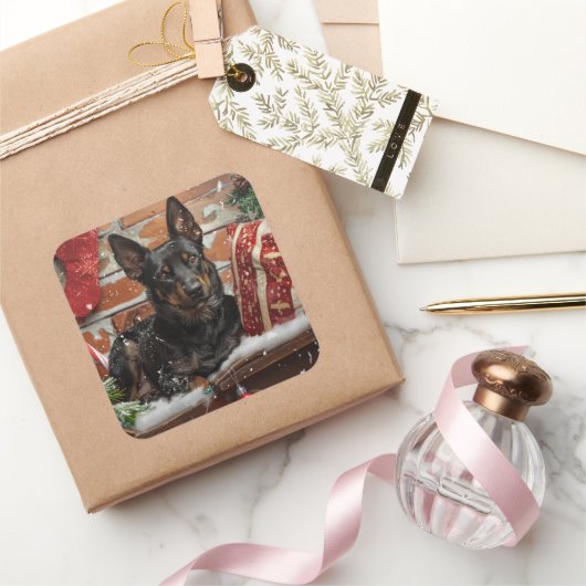 オーストラリアケルパイドッグクリスマスフェスティバル スクエアシール (ギフト)