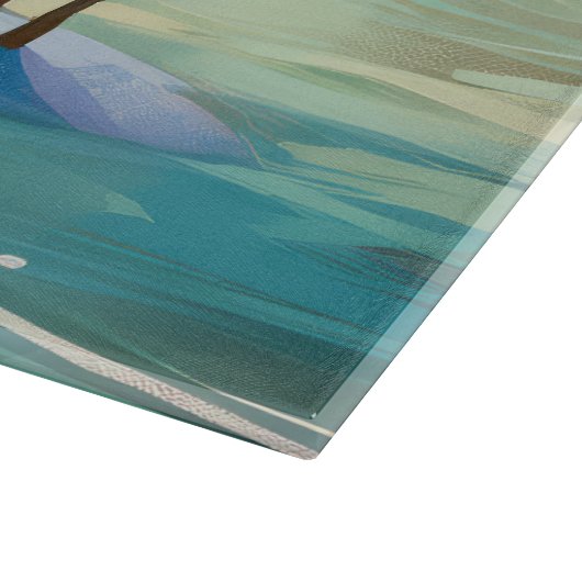 オーストラリアケルピービーチ絵を描サーフィン カッティングボード (角)