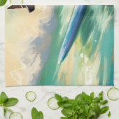 オーストラリアケルピービーチ絵を描サーフィン キッチンタオル (折り畳み)