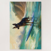 オーストラリアケルピービーチ絵を描サーフィン ジグソーパズル (縦)