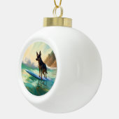 オーストラリアケルピービーチ絵を描サーフィン セラミックボールオーナメント (右)