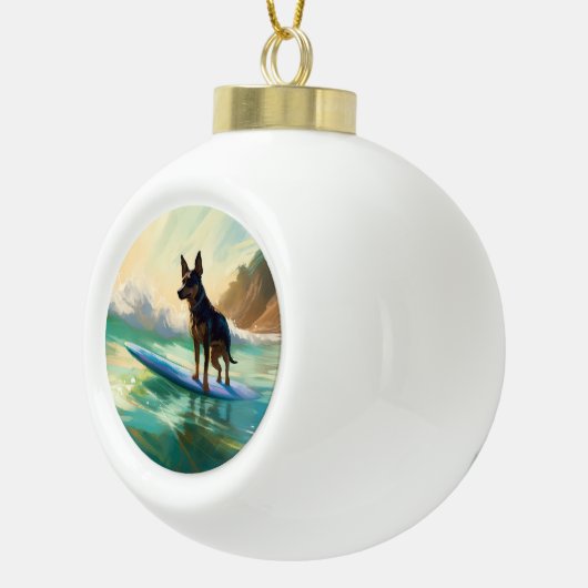 オーストラリアケルピービーチ絵を描サーフィン セラミックボールオーナメント (右)