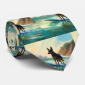 オーストラリアケルピービーチ絵を描サーフィン ネクタイ (ロール)