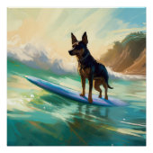 オーストラリアケルピービーチ絵を描サーフィン ポスター (正面)