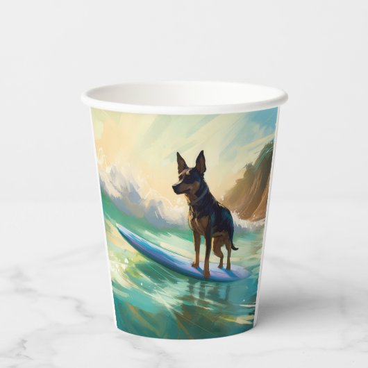 オーストラリアケルピービーチ絵を描サーフィン 紙コップ (裏面)
