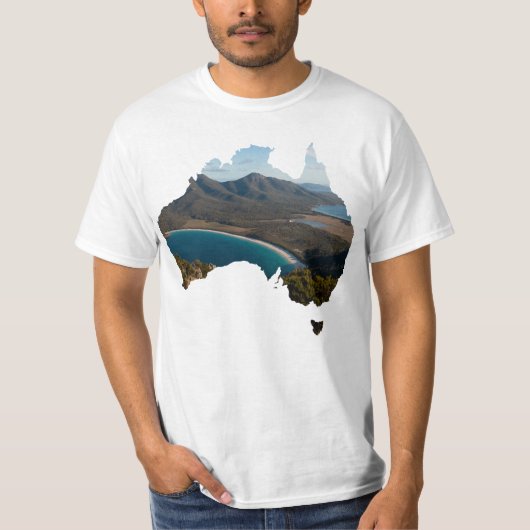 オーストラリアシェイプワイングラスベイタスマニアパノラマ Tシャツ (正面)