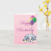 オーストラリアシェパピーハッピーバースデー カード (黄色い花)